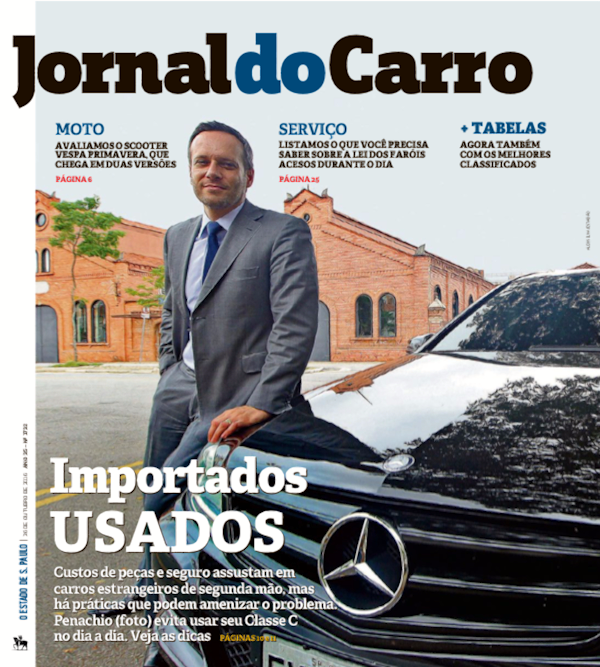 Capa do Jornal do Carro desta quarta (26), sobre importados de segunda mão